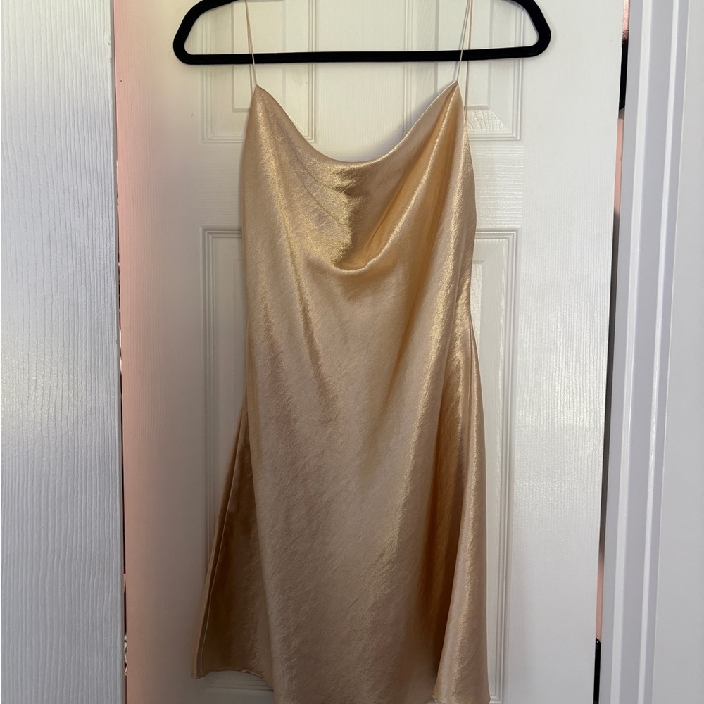 Vici champagne Cowl Neck Slip Mini Dress